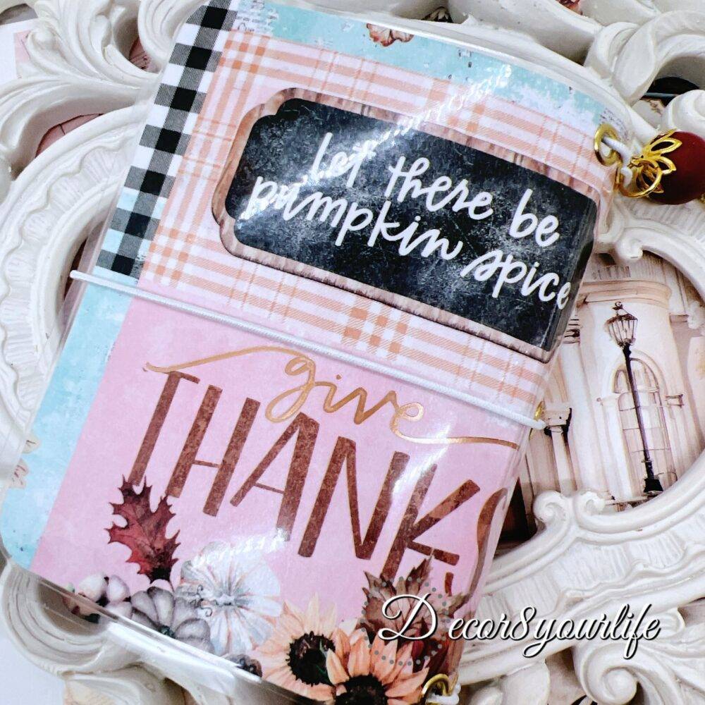 Vintage Style Laminated Traveler's Notebook with Beaded Pen | Handmade Journals | Handmade Planners | Gifts for Her | Pumpkin Theme
