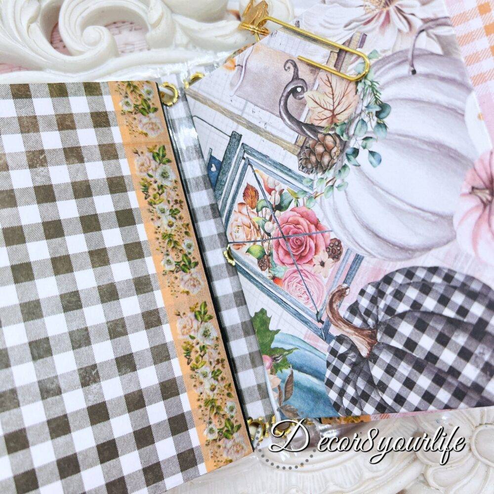 Vintage Style Laminated Traveler's Notebook with Beaded Pen | Handmade Journals | Handmade Planners | Gifts for Her | Pumpkin Theme