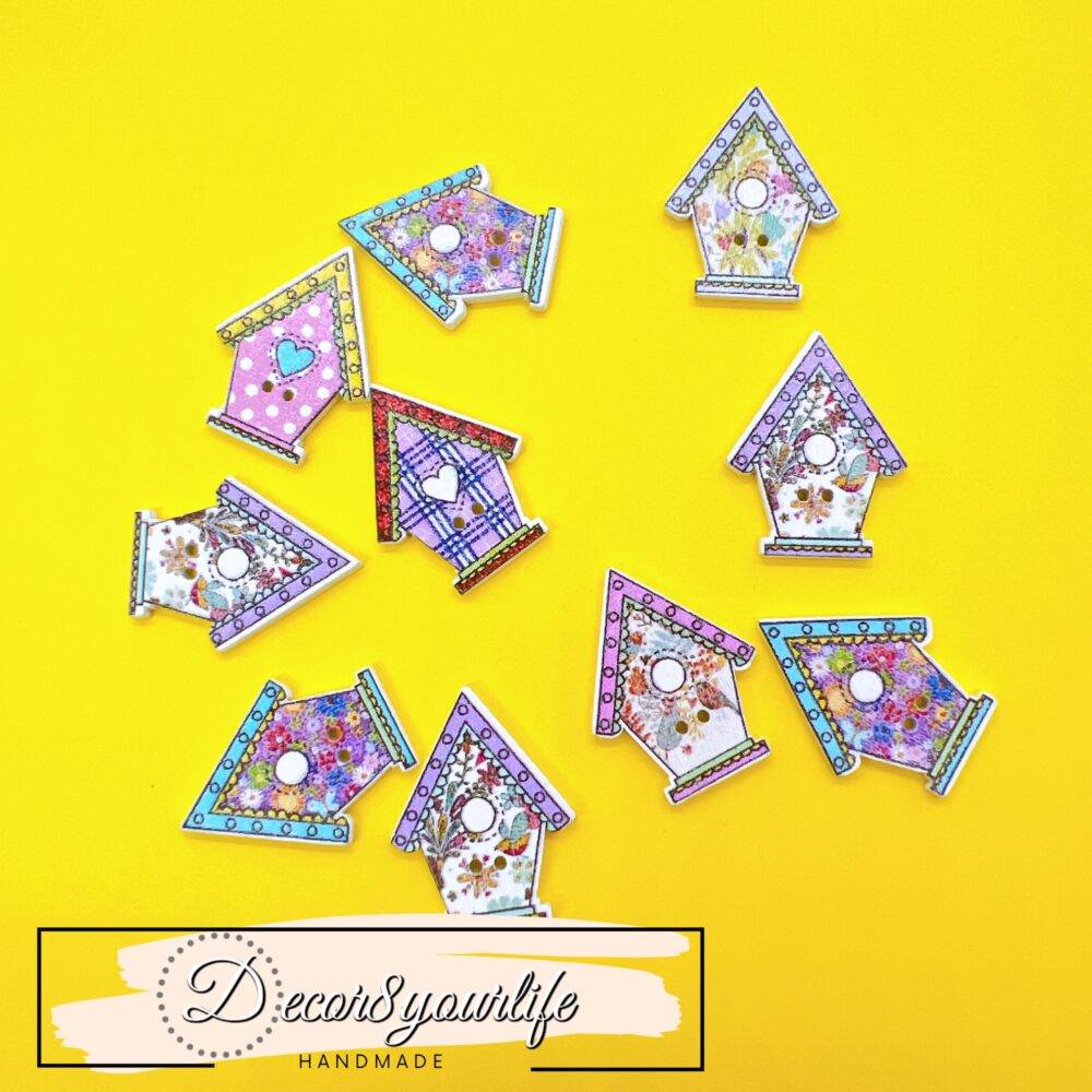 Cute Birdhouse Button Variety