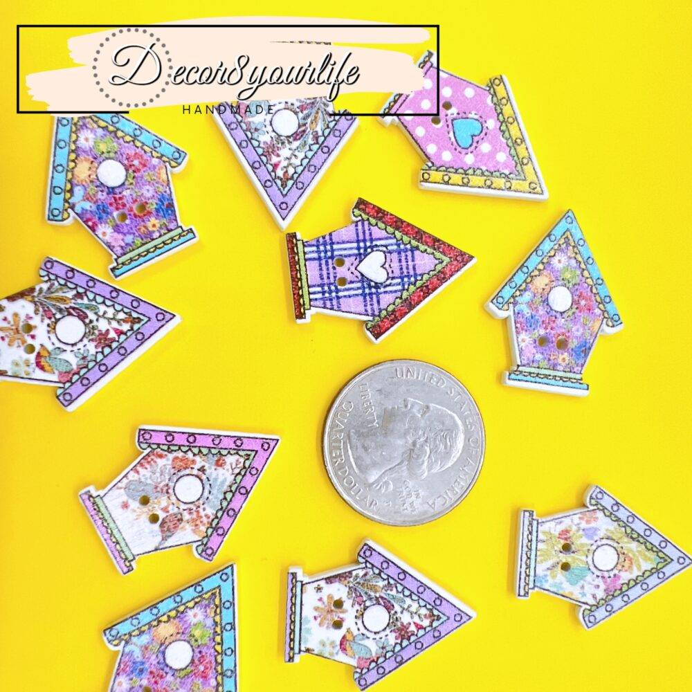 Cute Birdhouse Button Variety