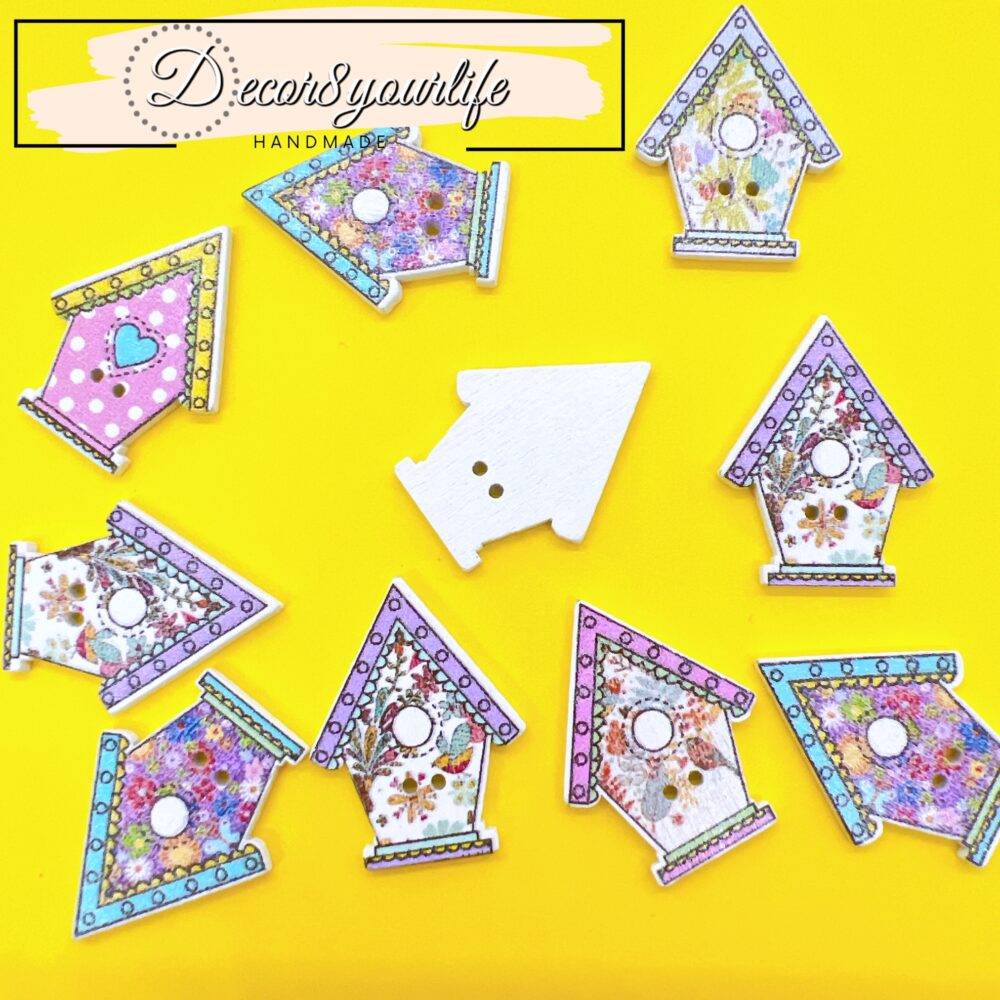 Cute Birdhouse Button Variety