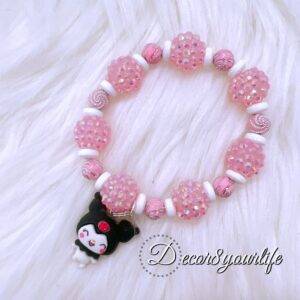 Sanrio Kuromi Beaded Bracelet for Girls – Cute Jewelry (7.5 inches) | Kawaii Gifts for Girls | Handmade Bracelets | Unique Gifts for Her