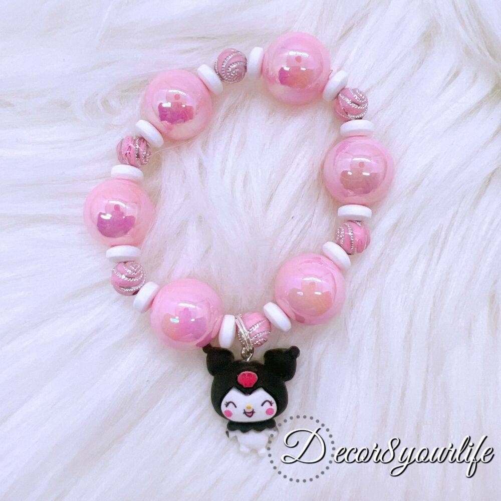 Sanrio Kuromi Beaded Bracelet for Girls – Cute Jewelry (7.5 inches) | Kawaii Gifts for Girls | Handmade Bracelets | Unique Gifts for Her