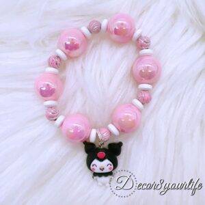 Sanrio Kuromi Beaded Bracelet for Girls – Cute Jewelry (7.5 inches) | Kawaii Gifts for Girls | Handmade Bracelets | Unique Gifts for Her