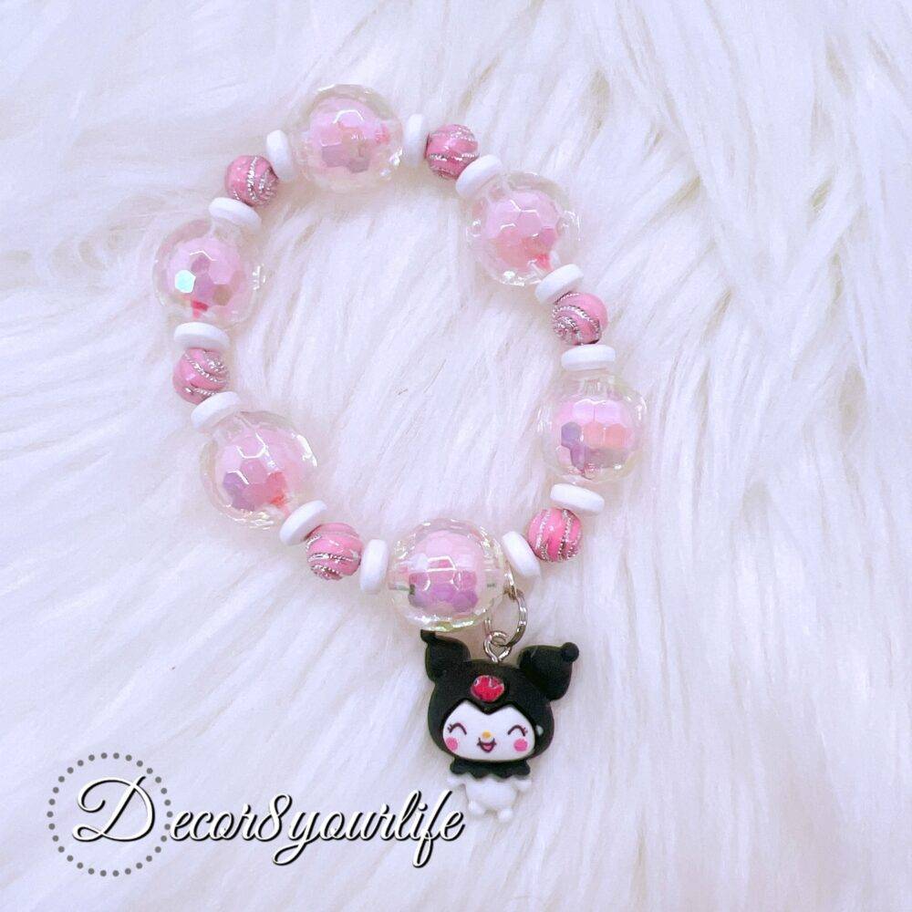 Sanrio Kuromi Beaded Bracelet for Girls – Cute Jewelry (7.5 inches) | Kawaii Gifts for Girls | Handmade Bracelets | Unique Gifts for Her