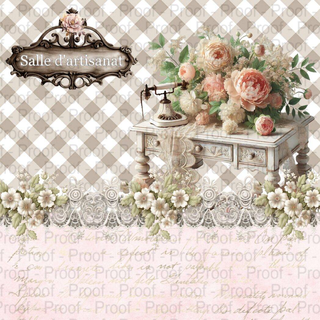 scrapbook paper pack,sew much fun by decor8yourlife is a paper pack with a shabby chic sewing theme. Perfect for smaller projects. 6x6
