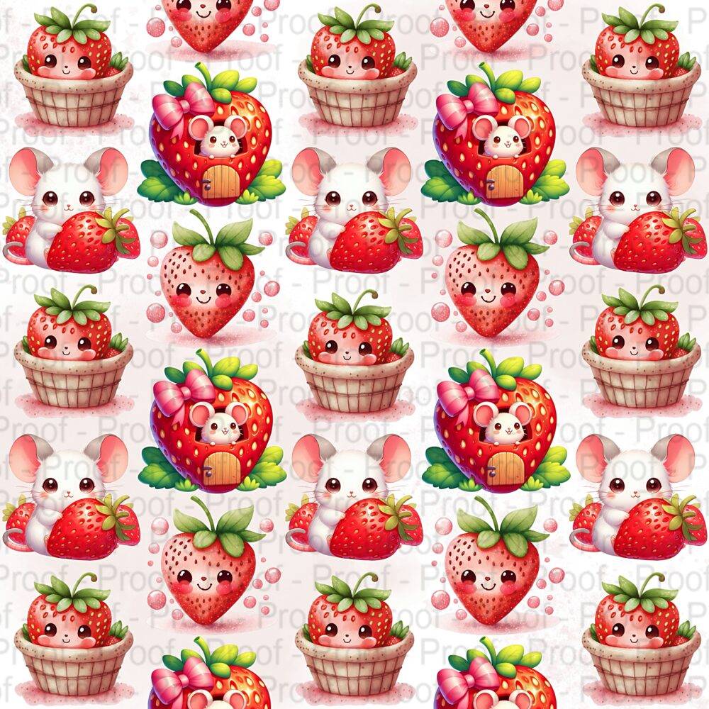Scrapbook Paper Pack, Tasty Treats by Decor8yourlife is a 5x5 double-sided strawberry theme paper pack with cute strawberry illustrations and designs.