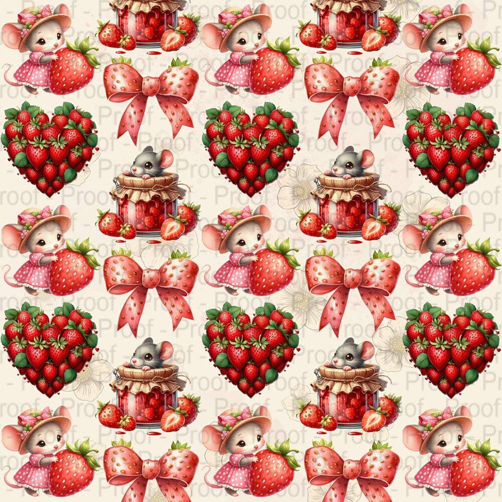 Scrapbook Paper Pack, Tasty Treats by Decor8yourlife is a 5x5 double-sided strawberry theme paper pack with cute strawberry illustrations and designs.