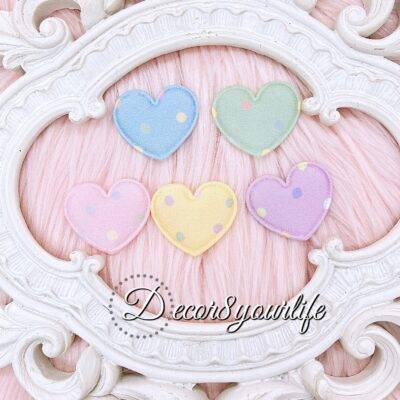 Poofy Polka Dot Heart Appliques – Set of 3