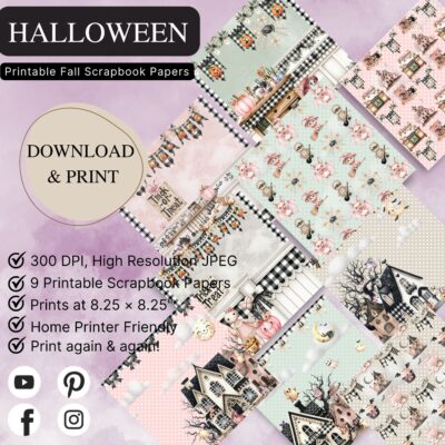 Halloween scrapbook paper. Digital download.