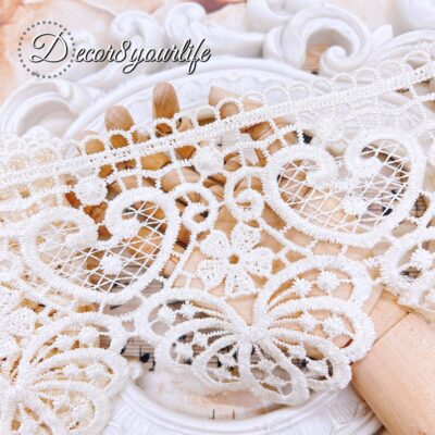 HEART BUTTERFLY BEIGE EMPROIDERED TRIM