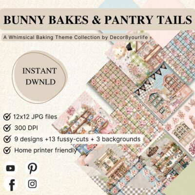 Baking theme digital scrapbook paper collection by Decor8yourlife.