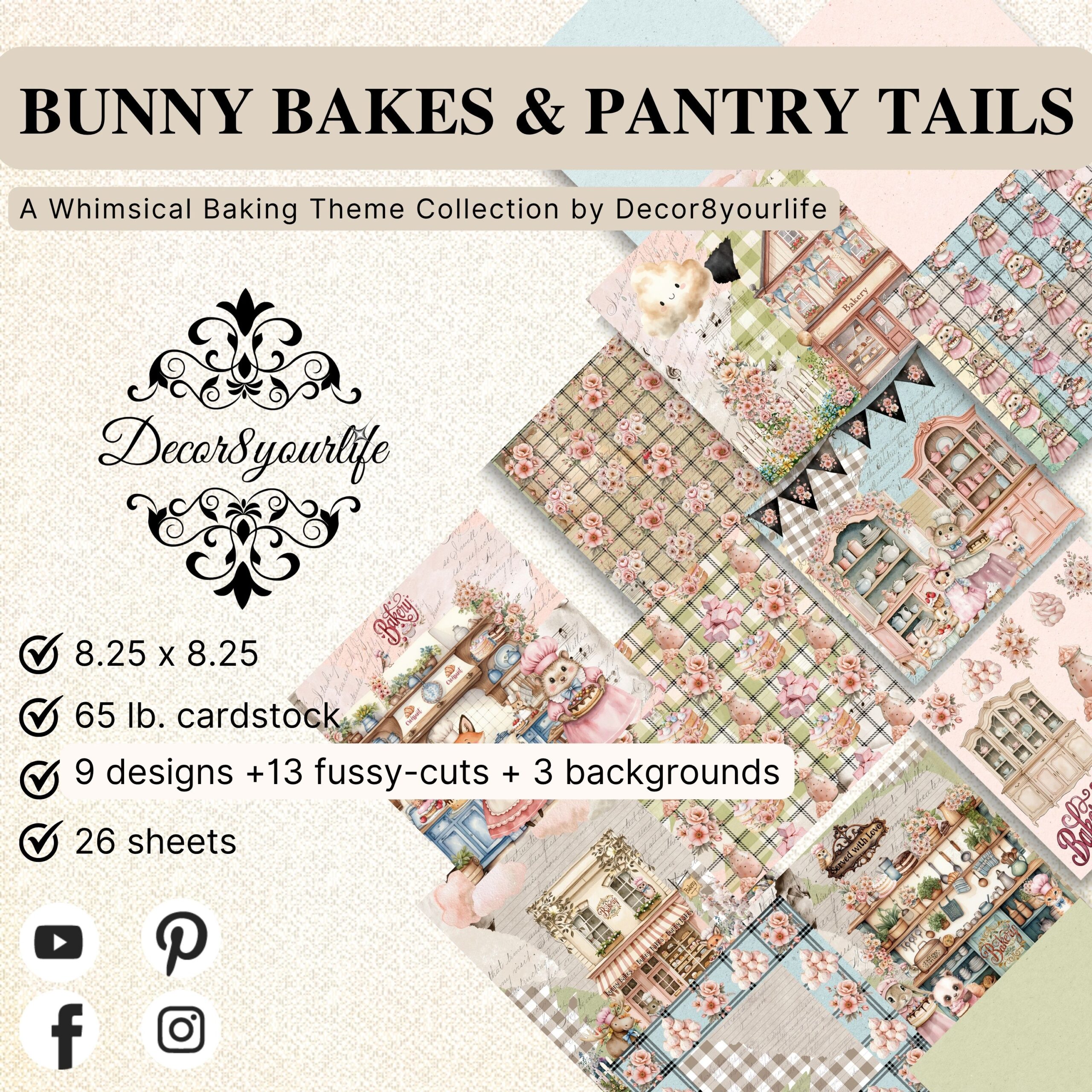 Baking theme paper collection by Decor8yourlife.