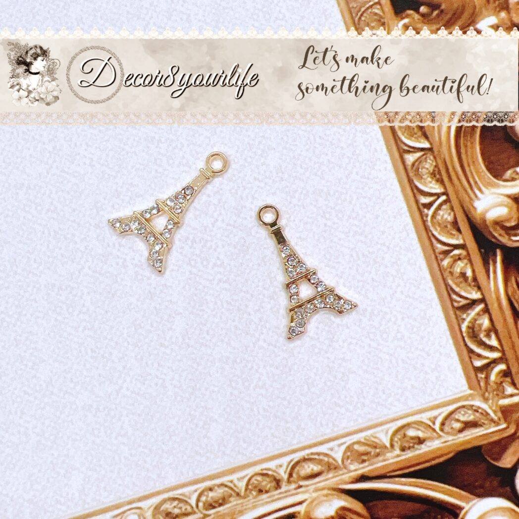 Eiffel tower rhinestone charms for jewelry making craft projects, diy bridal invitations and other handmade crafts.