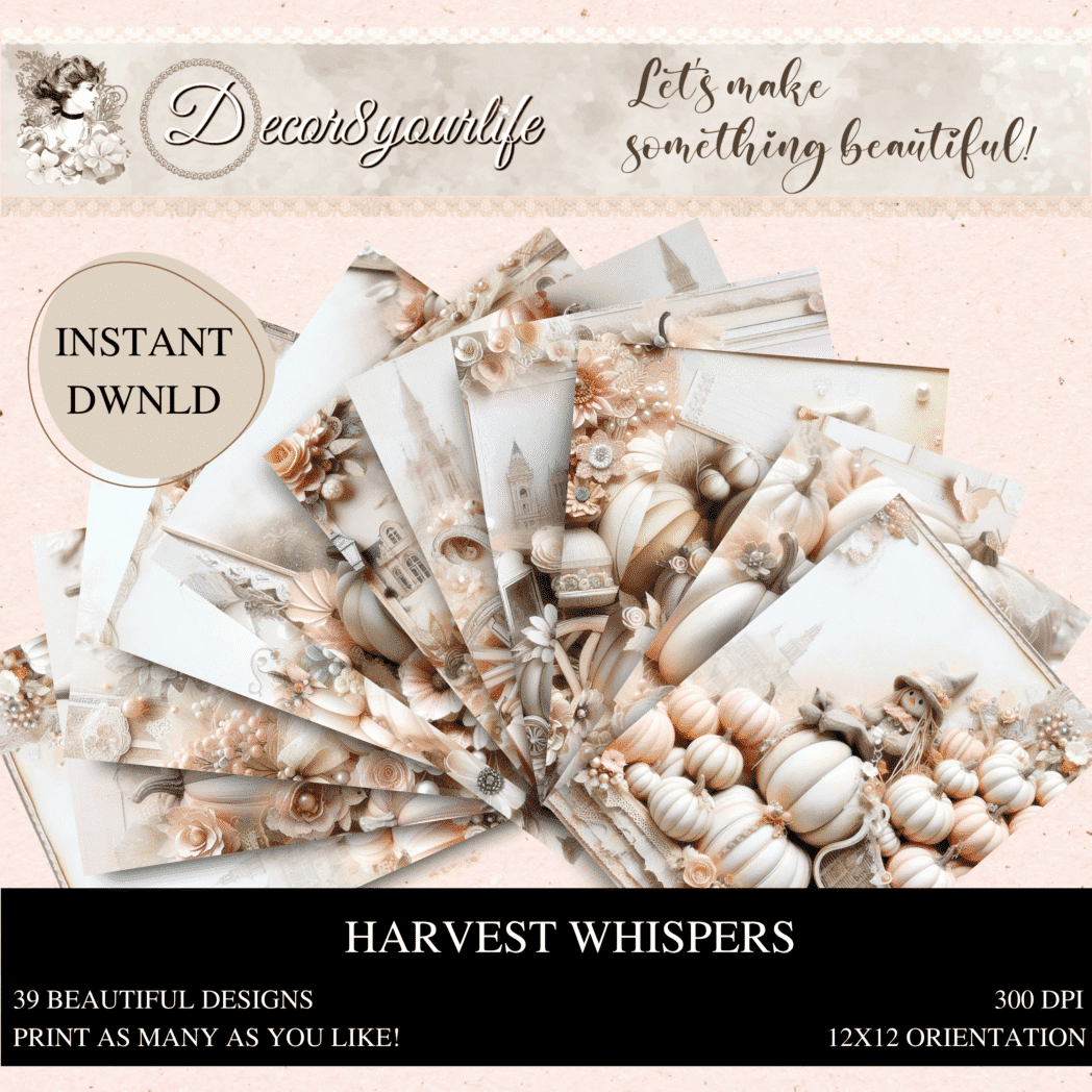 DIGITAL DOWNLOAD-SCRAPBOOK PAPER-HARVEST WHISPERS-BY DECOR8YOURLIFE-300 DPI-12X12