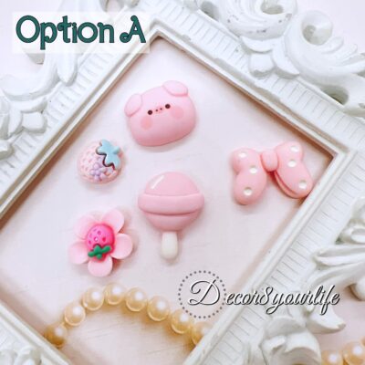 Cute, Kawaii, pastel pink cabochons. These cabachon craft supplies can be used on a number of projects like: hair bows, handmade embellishments, scrapbook covers and layouts,journal covers,chunky charms,party invitations and decor pieces.