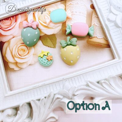 Candy green kawaii cabochons for your DIY crafts. Set of 5 cute flat-back embellishments can be used in a number of crafts. Use them in hair bows, scrapbooks, mini album and journal covers, chunky charms, jewelry making and more.