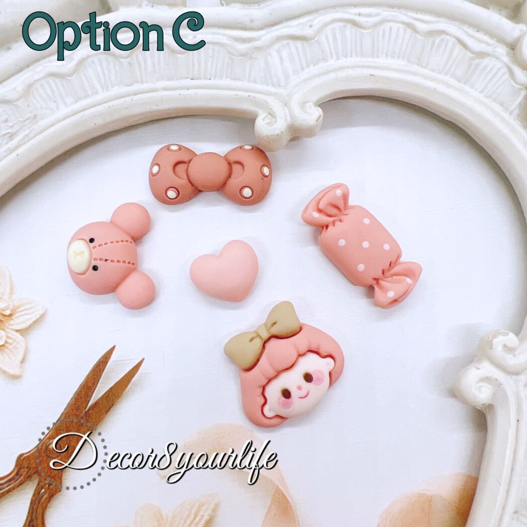 Cute, kawaii, pastel rose, flat-back cabochons. Character inspired cabachons that make perfect embellishments for DIY craft projects like party invitations, handmade cards, scrapbook layouts, journals and more!