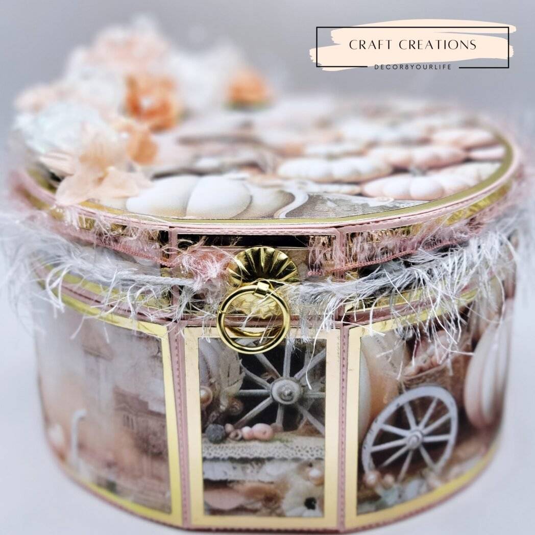 Handmade DIY Craft Ideas: Hat Box made using shabby chic, pumpkin theme scrapbook paper collection "Harvest Whispers" by Decor8yourlife.