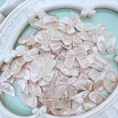 Mini satin bows in beige color from craft supplies store, Decor8yourlife.