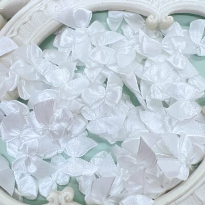 Mini satin bows 20mm flatback embellishments for scrapbooks, journals, DIY, bridal, card making, crafts. Craft supplies from Decor8yourlife store.