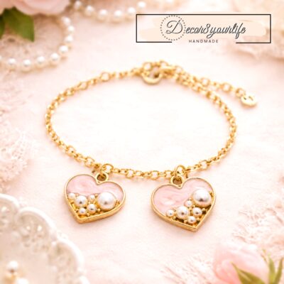 Gold and pastel charms for jewelry making, scrapbook and planner crafts, 2 charms