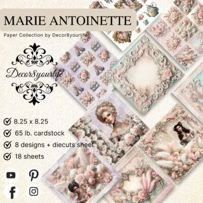 marie antoinette junk journal cover, rococo portrait scrapbook paper, shabby chic floral frame printable, french royal ephemera collage, victorian lady journal page, ornate pastel frame paper, vintage paris aesthetic digital paper, romantic rose junk journal background