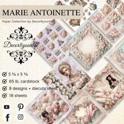 marie antoinette junk journal cover, rococo portrait scrapbook paper, shabby chic floral frame printable, french royal ephemera collage, victorian lady journal page, ornate pastel frame paper, vintage paris aesthetic digital paper, romantic rose junk journal background