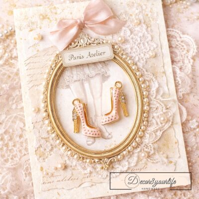 pink, feminine enamel charms for shabby chic journals, scrapbooks, planners, and mixed media projects. Romantic vintage fashion embellishments.