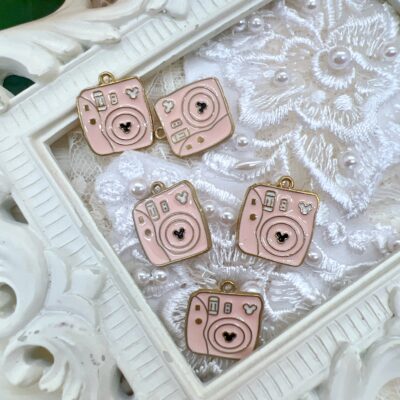 pink, feminine enamel charms for shabby chic journals, scrapbooks, planners, and mixed media projects. Romantic vintage fashion embellishments.