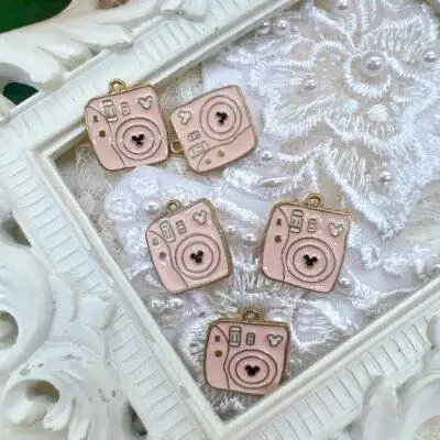 pink, feminine enamel charms for shabby chic journals, scrapbooks, planners, and mixed media projects. Romantic vintage fashion embellishments.