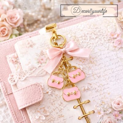 pink, feminine enamel charms for shabby chic journals, scrapbooks, planners, and mixed media projects. Romantic vintage fashion embellishments.