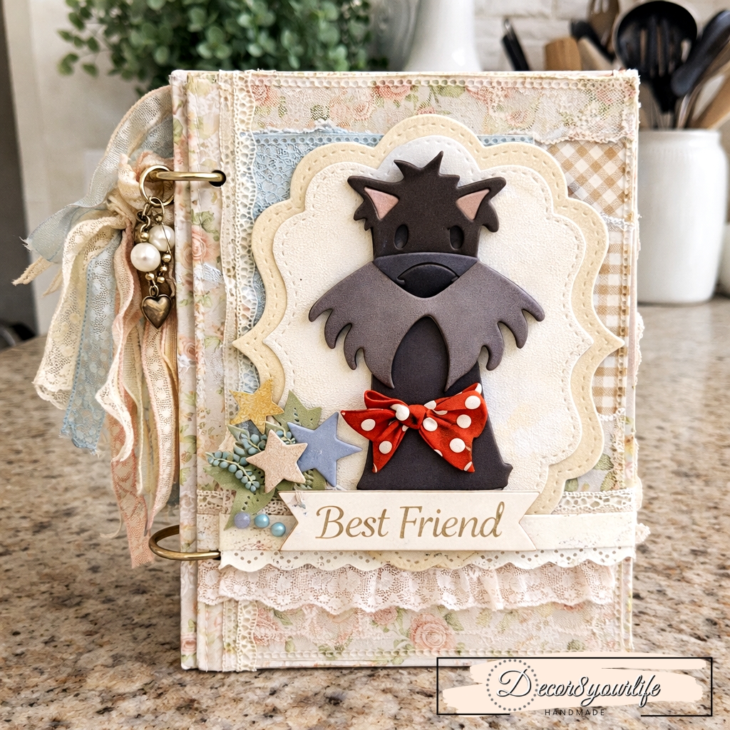 Mini Album cover made with craft dies from polkadoodle