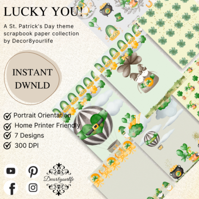 ST. PATRICK'S DAY Scrapbook paper pack by Decor8yourlife. Craft supplies online store where you can get your mini album, scrapbook, card making, planner and junk journal supplies for less.