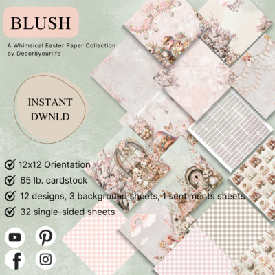 Whimsical spring and easter scrapbook paper collection by Decor8ytourlife.