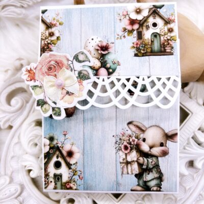 Handmade bunny and floral notepad with cottagecore spring design. Small purse sized stationery gift perfect for teachers, coworkers, planner lovers and stationery fans.