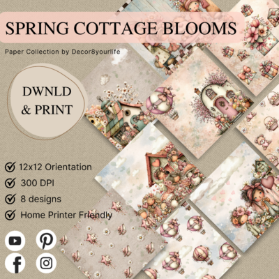 Spring Cottage Blooms Digital Paper Collection