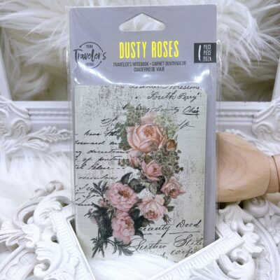 Prima Dusty Roses passport size traveler’s notebook insert with floral cover and 64 blank acid free pages.