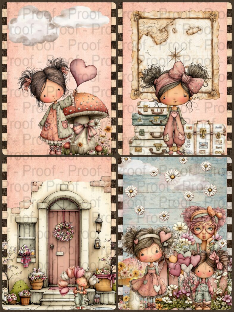 shabby chic ephemera cards with floral and vintage designs for junk journals, card making and scrapbook embellishments