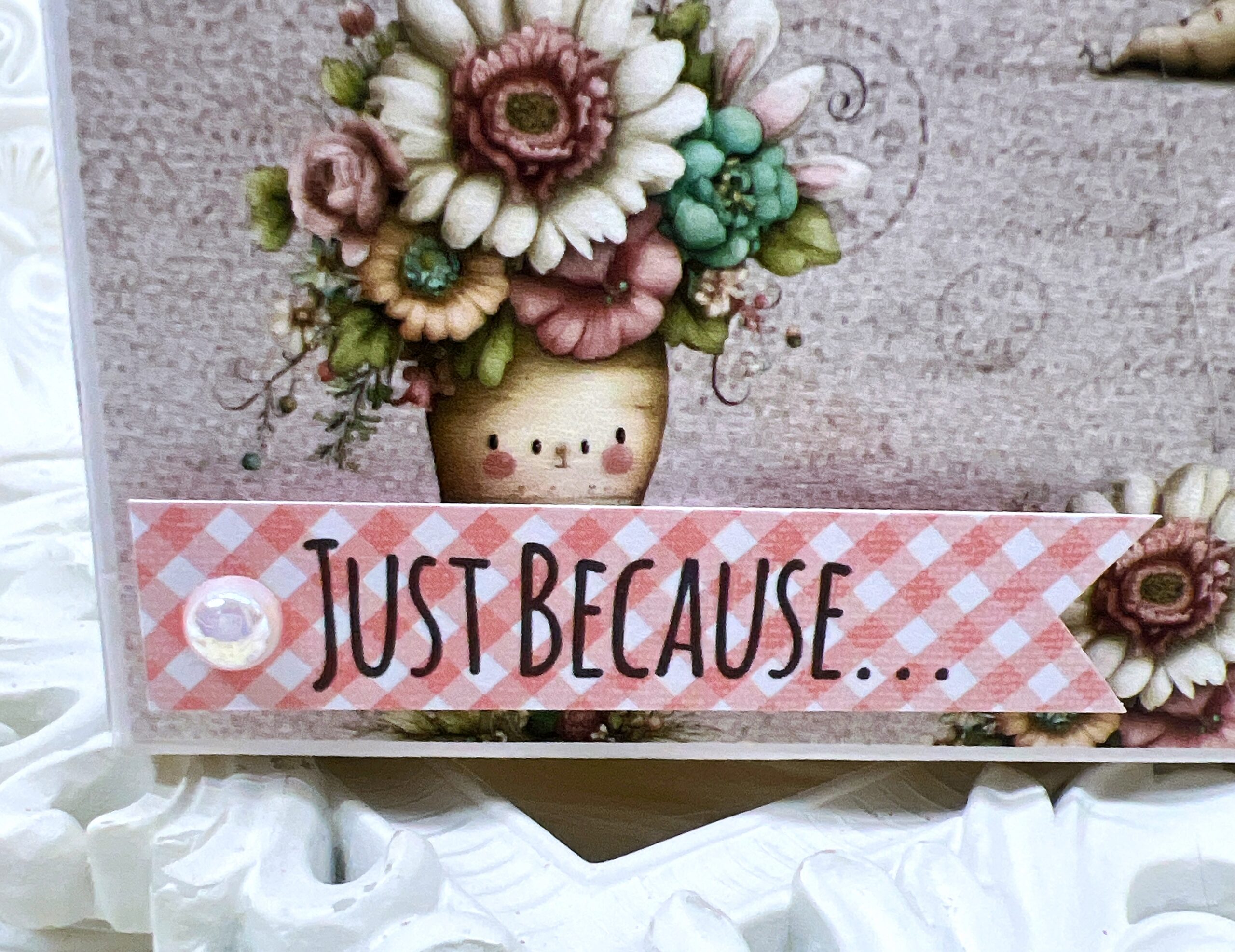 Cute and whimsical gable gift box, covered with the "Nestled in Spring" scrapbook paper collection by Decor8yourlife.