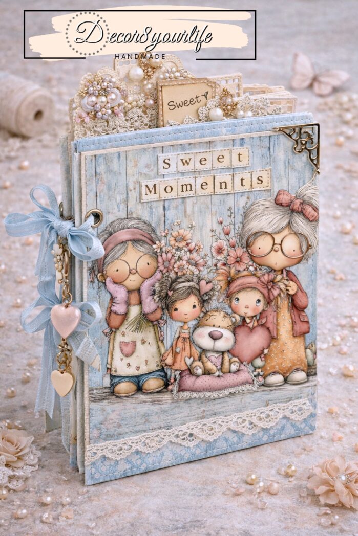 Pocket mini album ideas by Sandi Nagel, for Decor8yourlife. Scrapbook made with Spring Cottage Blooms scrapbook paper bundle.