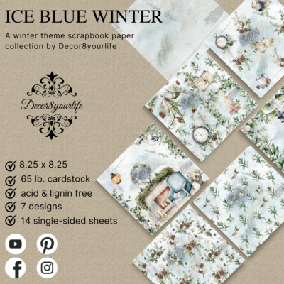 Ice Blue Winter - winter theme scrapbook paper pack for diy crafts.
