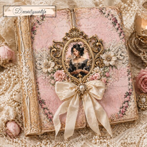 Shabby Chic Victorian Junk Journal Kit – Blush, Lace & Pearls