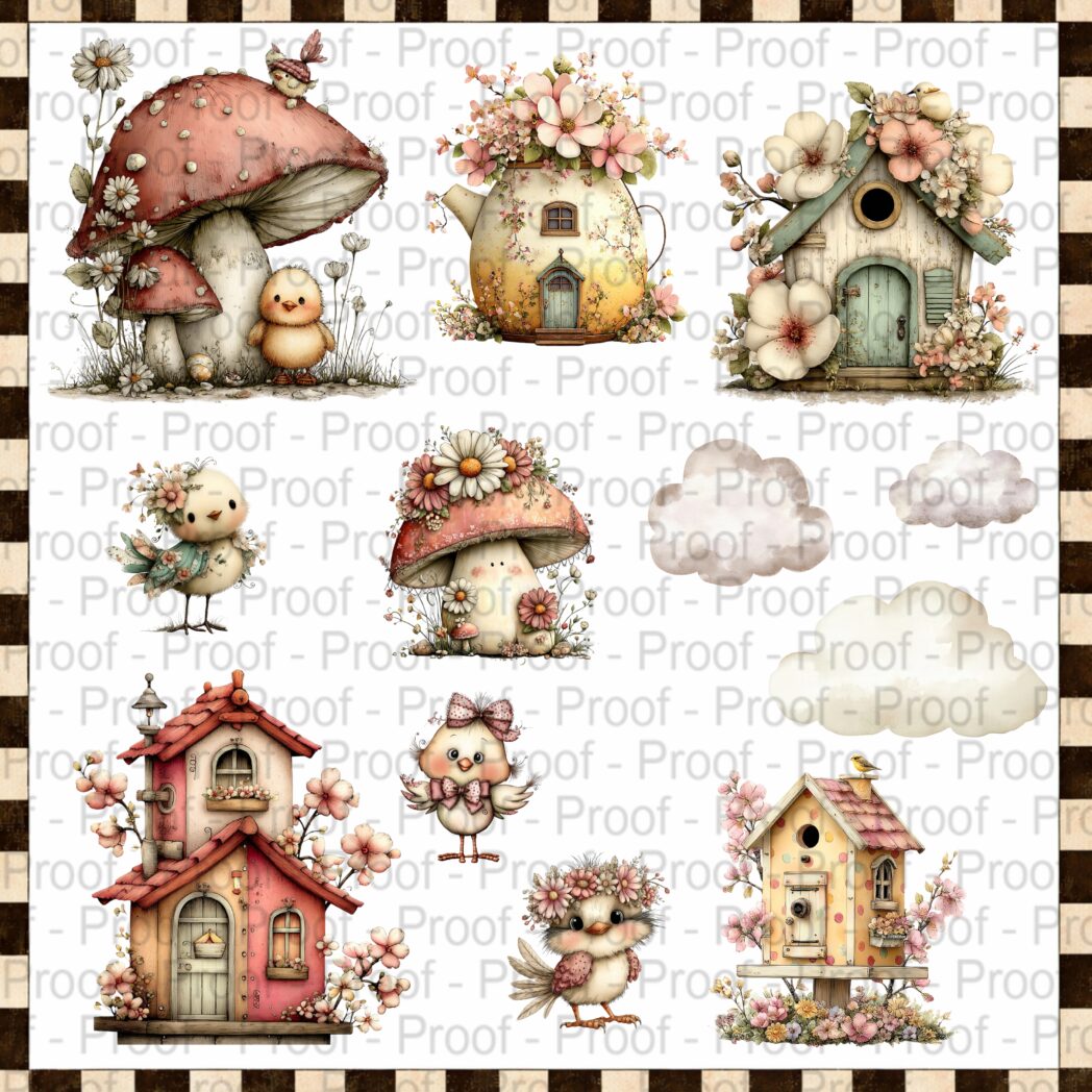 Cozy whimsical fussy-cut paper pieces for scrapbooking, journaling, card making and other DIY handmade crafts.