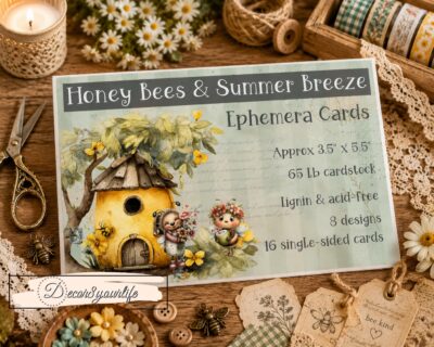 Summer 2026 scrapbook paper pack: Honey Bees & Summer Breeze. A whimsical, vintage theme, cottage core scrapbook collection by Decor8yourlife