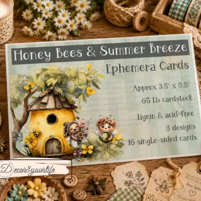 Summer 2026 scrapbook paper pack: Honey Bees & Summer Breeze. A whimsical, vintage theme, cottage core scrapbook collection by Decor8yourlife