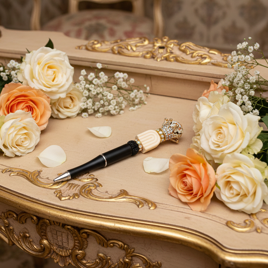 Elegant black ink pen. Gifts for her.