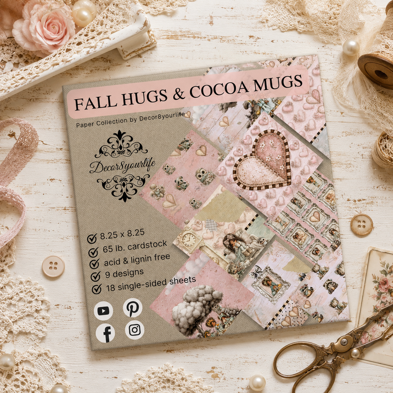 2026 Fall, autumn theme scrapbook paper pack by Decor8yourlife.