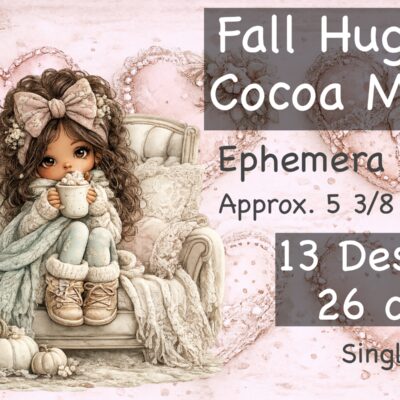 Fall Hugs & Cocoa Mugs, Autumn theme scrapbooking Ephemera by Decor8yourlife.