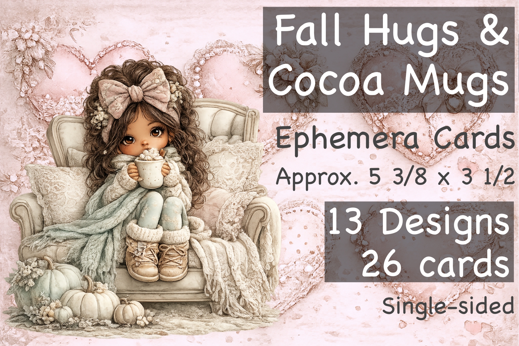 Fall Hugs & Cocoa Mugs, Autumn theme scrapbooking Ephemera by Decor8yourlife.